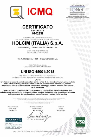 certificato iso 45001 07026si holcim italia ternate 31 01