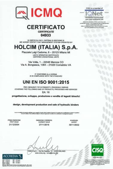 certificato iso holcim italia 30 11
